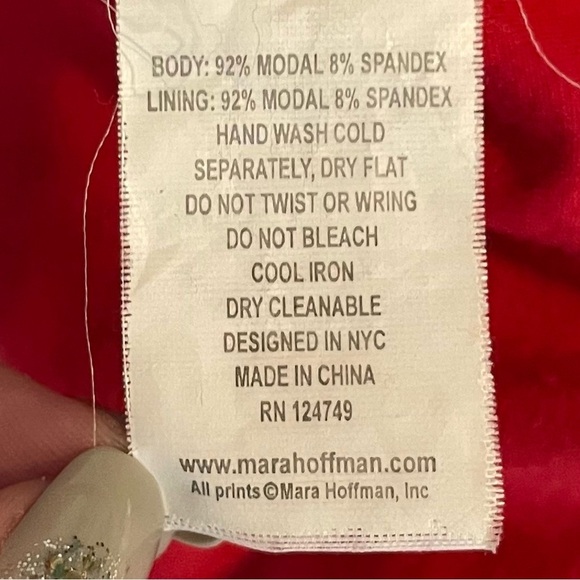 Mara Hoffman Phoenix Red Printed long sleeve dress stretch low back - Picture 13 of 13